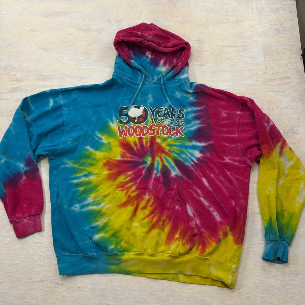 Colortone Hoodie Woodstock 50th Anniversary Tie Dye Graphic Mens XL